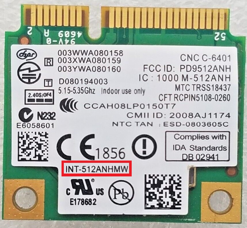 MMMMMMMMM کارت وایرلس لپ تاپ مدل INT-512ANHMW - تصویر 1