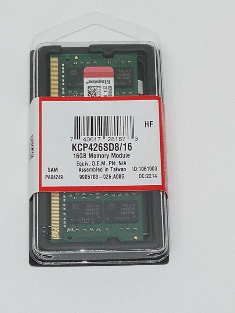 ASDASDASD رم لپ تاپ DDR4 تک کاناله 2666 مگاهرتز CL19 کینگستون مدل KCP426SD8 ظرفیت 16 گیگابایت - تصویر 1